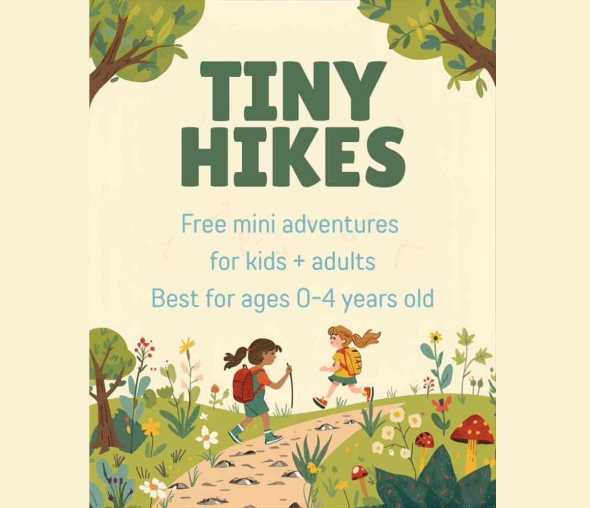 Two children enjoying a tiny hike in a colorful forest setting in Mat-Su, Alaska